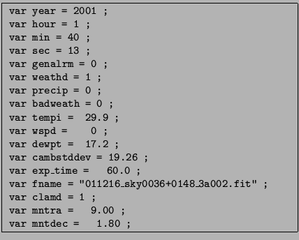 \fbox{
\begin{minipage}{5.6in}
{\tt
\noindent
\char93  This is a configuration f...
...thumbs \>\char93 directory to put thumbnail JPGs
\end{tabbing}}
\end{minipage}}